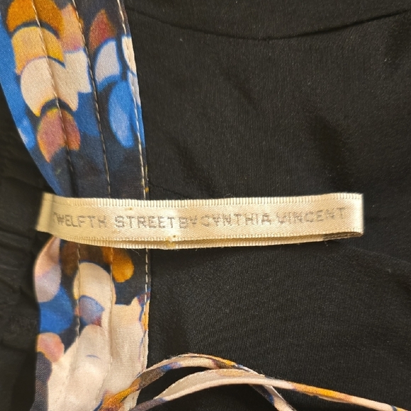 Twelfth Street by Cynthia Vincent Black Silk Pants with Multicolor Side Stripes - Picture 2 of 12